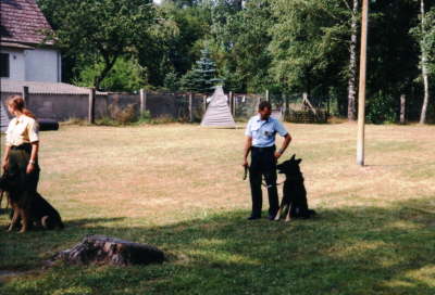 Pando bei einer Vorfhrung mit der Polizei
